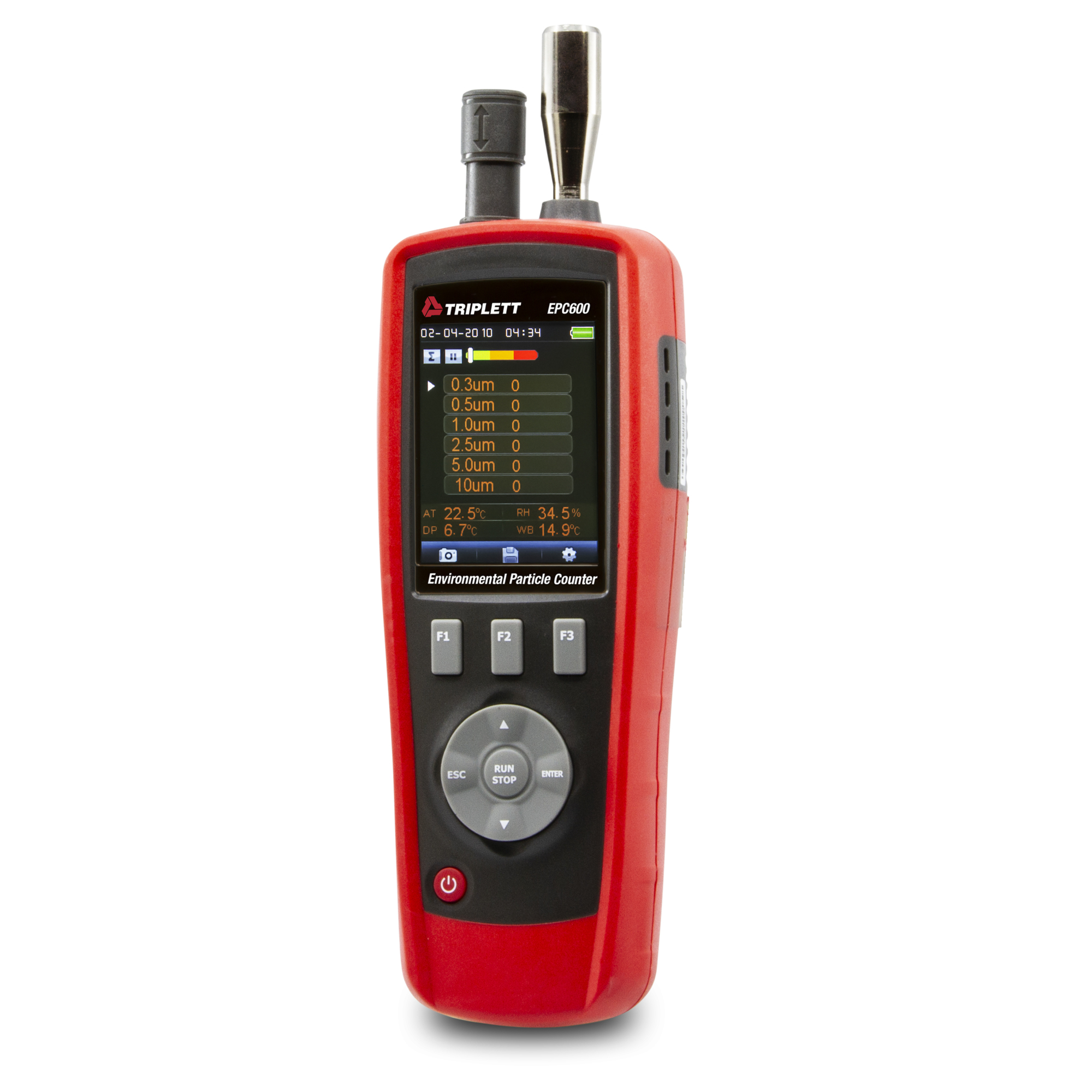 Triplett Environmental Particle Counter — 0.3Âµm Sensitivity, 2.8in. Color TFT Display, Built-In Camera, Model# EPC600